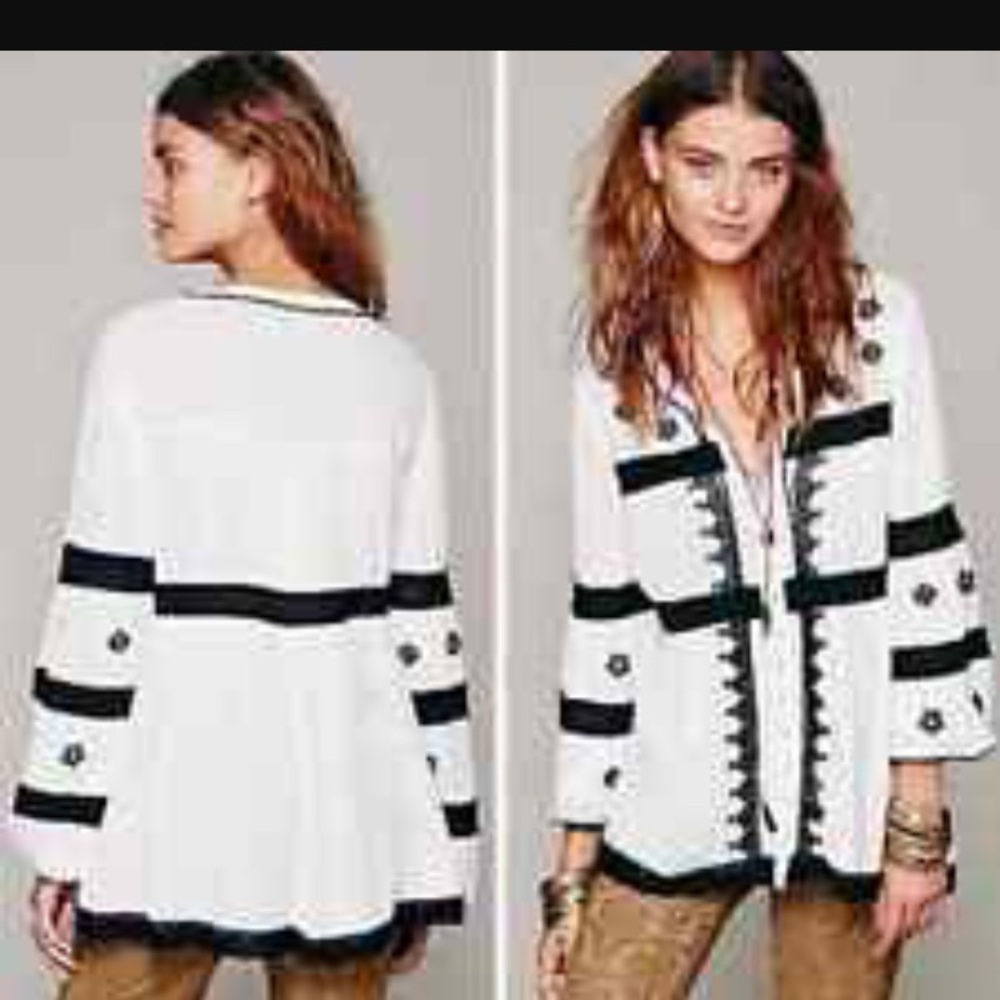 Free People White and Black Embroidered Peasant Tunic - Picture 5 of 5
